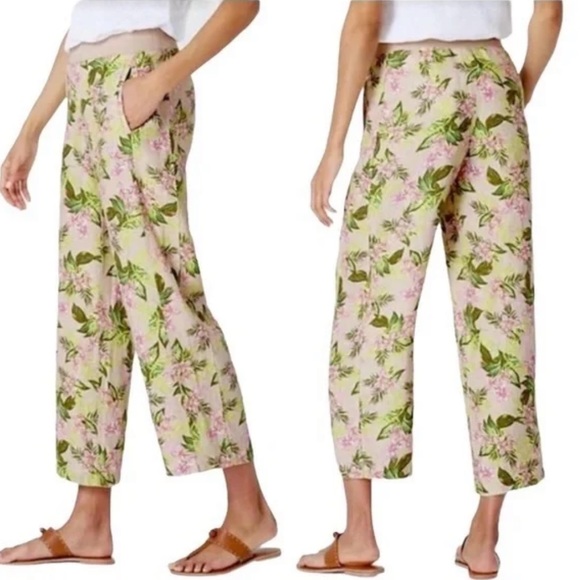 J. Jill Pants - J jill floral linen cropped wide leg pants